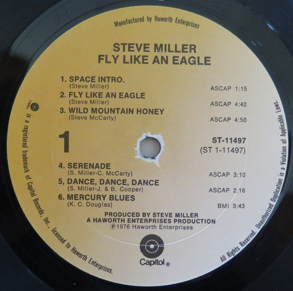 Steve Miller Band : Fly Like An Eagle (LP, Album, Gol)