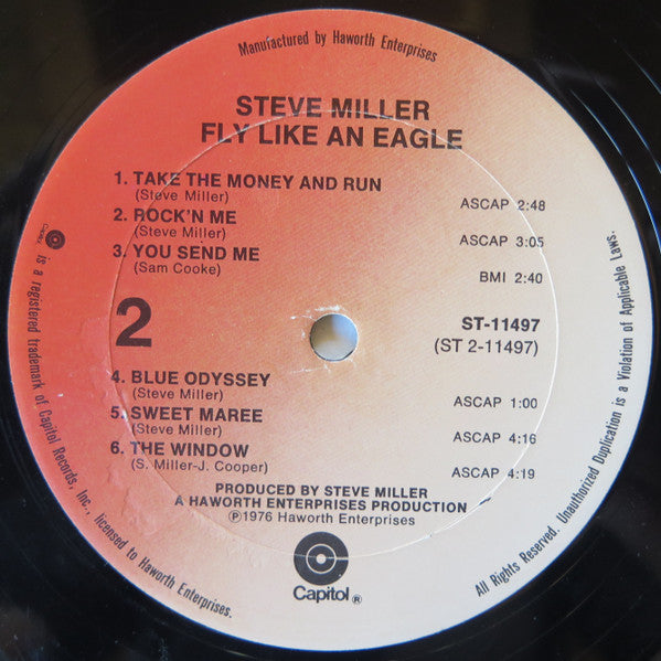 Steve Miller Band : Fly Like An Eagle (LP, Album, Gol)