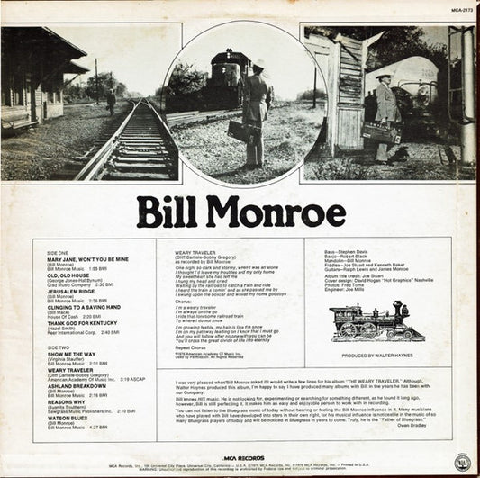 Bill Monroe : The Weary Traveler (LP, Album)