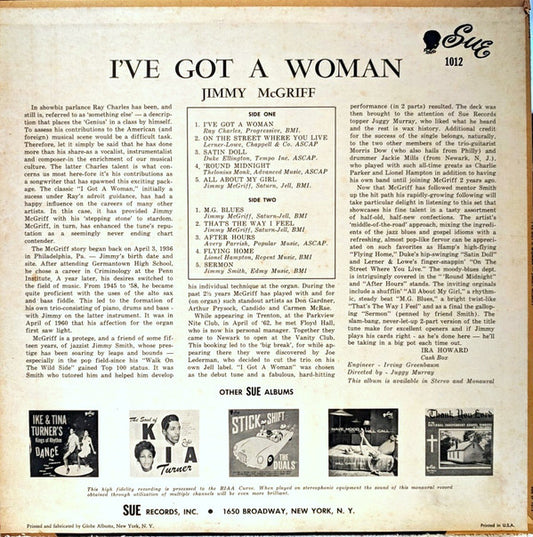 Jimmy McGriff : I've Got A Woman (LP, Album, Mono)