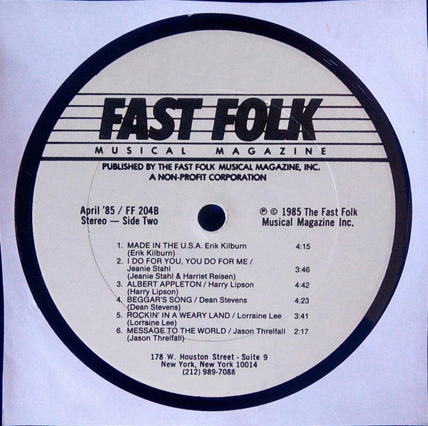 Various : Fast Folk Musical Magazine - The Boston Area (April 1985 - Vol. 2, No. 4)  (LP, Album, W /)