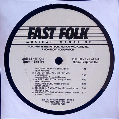 Various : Fast Folk Musical Magazine - The Boston Area (April 1985 - Vol. 2, No. 4)  (LP, Album, W /)