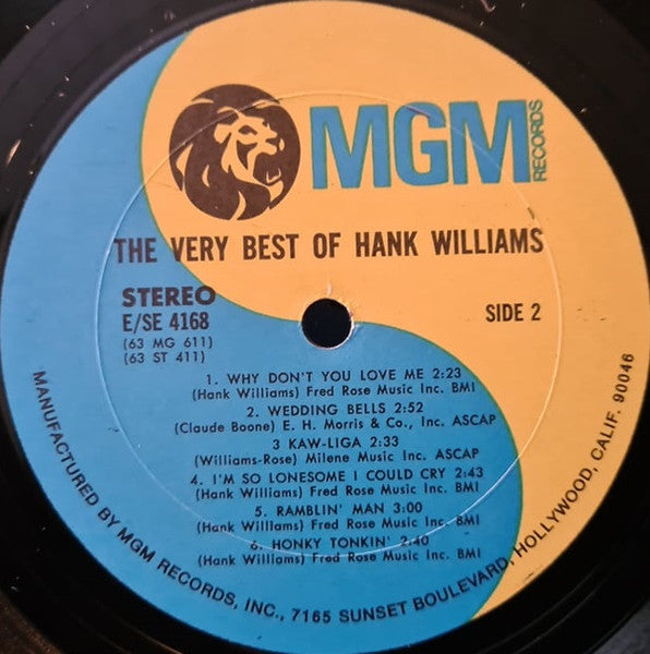 Hank Williams : The Very Best Of Hank Williams (LP, Comp, RE)