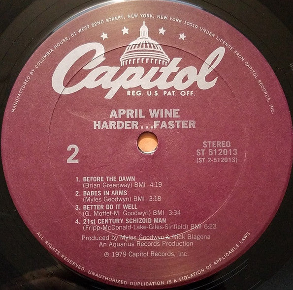 April Wine : Harder.....Faster (LP, Album, Club)
