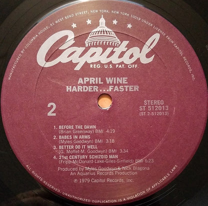 April Wine : Harder.....Faster (LP, Album, Club)