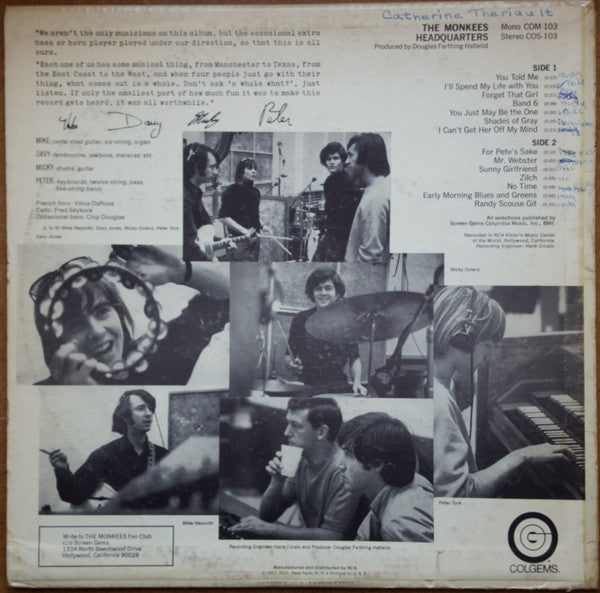 The Monkees : Headquarters (LP, Album, Roc)
