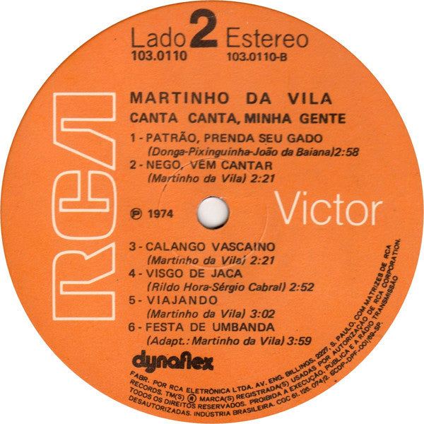 Martinho Da Vila : Canta Canta, Minha Gente (LP, Album, Gat)
