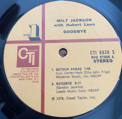 Milt Jackson With Hubert Laws : Goodbye (LP, Album, Gat)