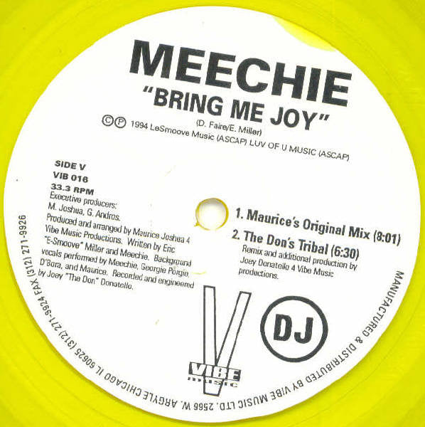 Meechie : Bring Me Joy (2x12", Ltd, Promo, Yel)