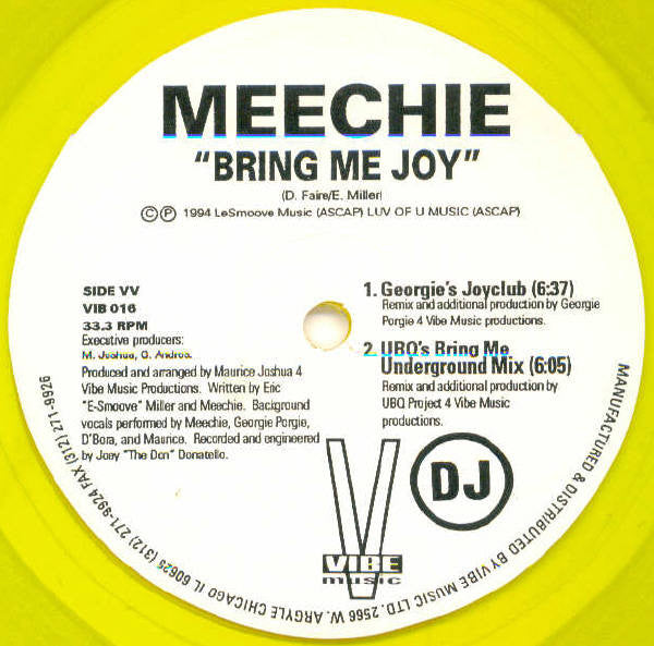 Meechie : Bring Me Joy (2x12", Ltd, Promo, Yel)