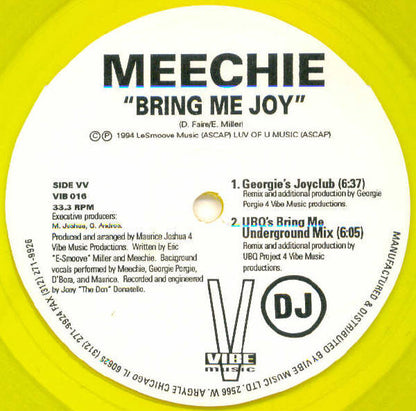 Meechie : Bring Me Joy (2x12", Ltd, Promo, Yel)