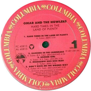Omar & The Howlers* : Hard Times In The Land Of Plenty (LP, Album, Car)