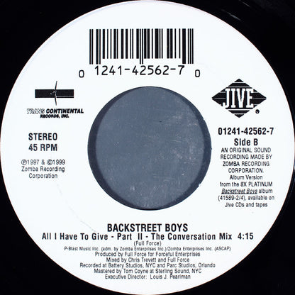 Backstreet Boys : All I Have To Give (7", Single)