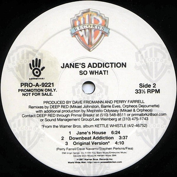 Jane's Addiction : So What! (12", Promo)