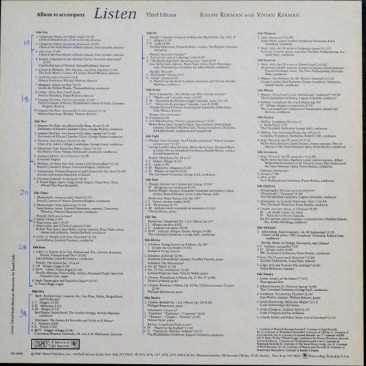 Joseph Kerman : Listen (Third Edition) (10xLP, Album + Box, Comp)