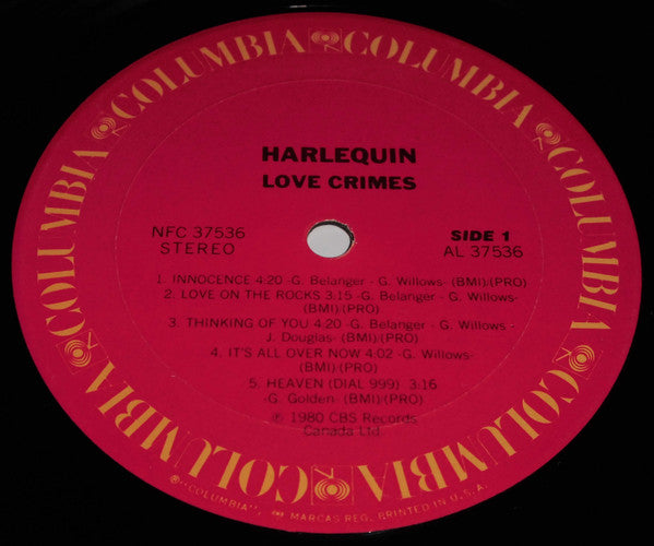 Harlequin (3) : Love Crimes (LP, Album, Pit)