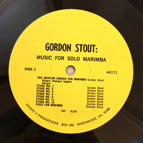 Gordon Stout : Carol Roberts (2) : Music For Solo Marimba (LP)