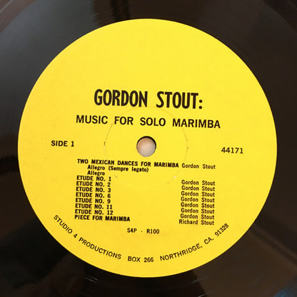Gordon Stout : Carol Roberts (2) : Music For Solo Marimba (LP)