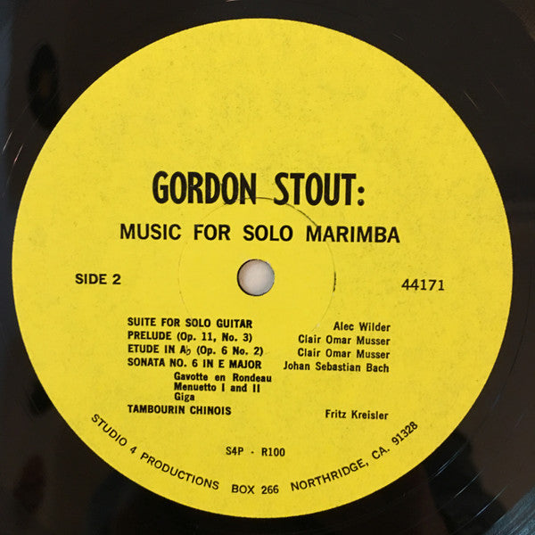Gordon Stout : Carol Roberts (2) : Music For Solo Marimba (LP)