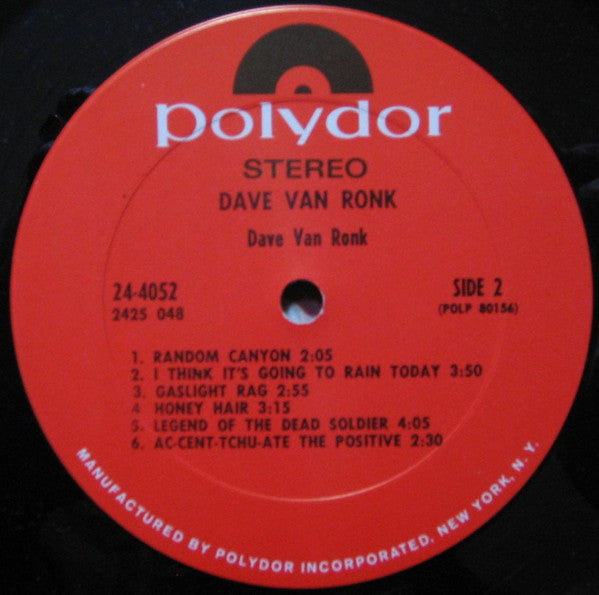 Dave Van Ronk : Van Ronk (LP, Album, Pit)