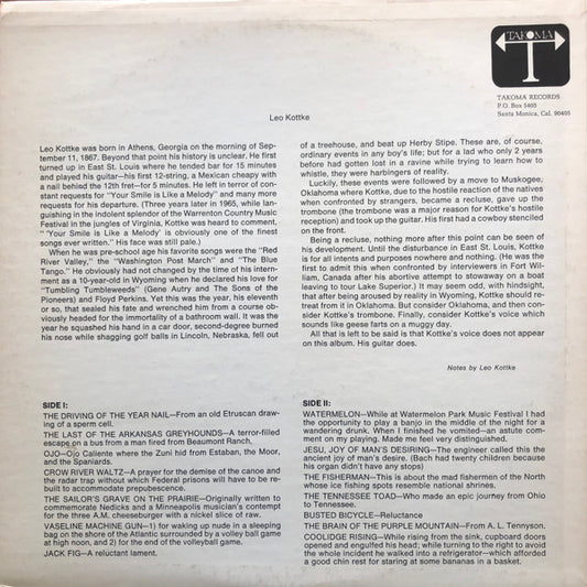 Leo Kottke : 6- And 12-String Guitar (LP, Album, RE, RP, Lar)