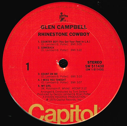Glen Campbell : Rhinestone Cowboy (LP, Album, Club, Col)