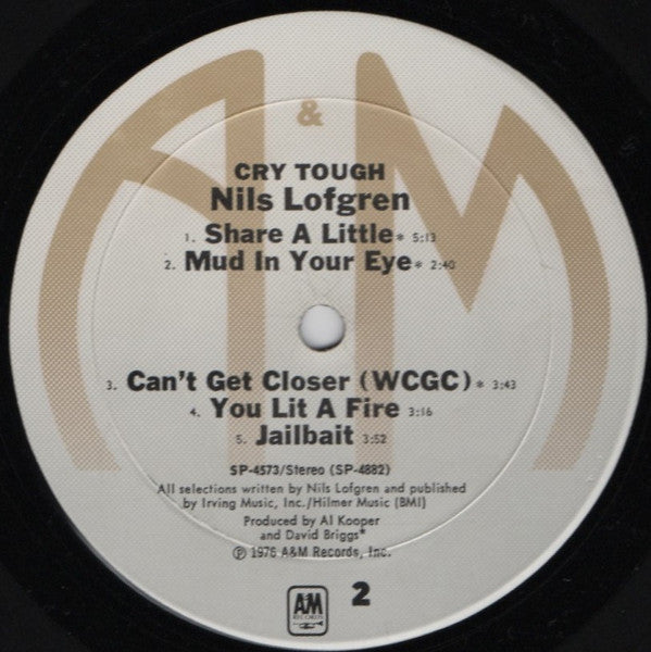 Nils Lofgren : Cry Tough (LP, Album, Mon)