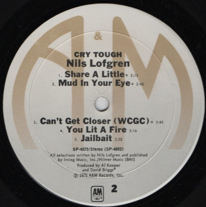 Nils Lofgren : Cry Tough (LP, Album, Mon)