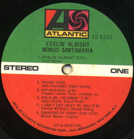 Mongo Santamaria : Feelin' Alright (LP, Album, Pre)