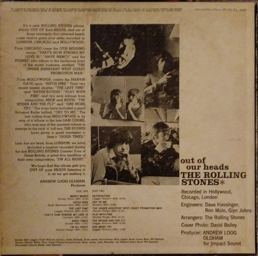 The Rolling Stones : Out Of Our Heads (LP, Album, Mono, RP, Pit)