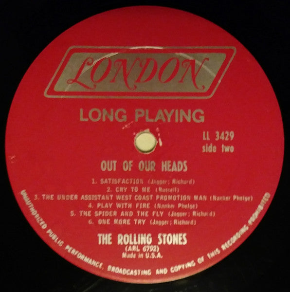 The Rolling Stones : Out Of Our Heads (LP, Album, Mono, RP, Pit)