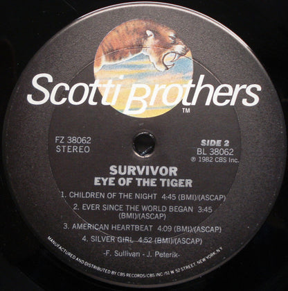 Survivor : Eye Of The Tiger (LP, Album, Pit)
