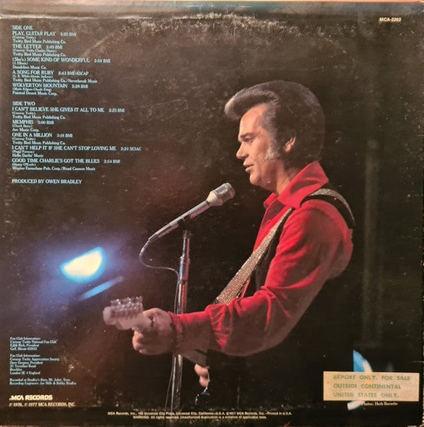 Conway Twitty : Play, Guitar Play (LP, Album, Glo)
