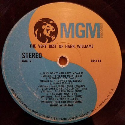 Hank Williams : The Very Best Of Hank Williams (LP, Comp, RE)
