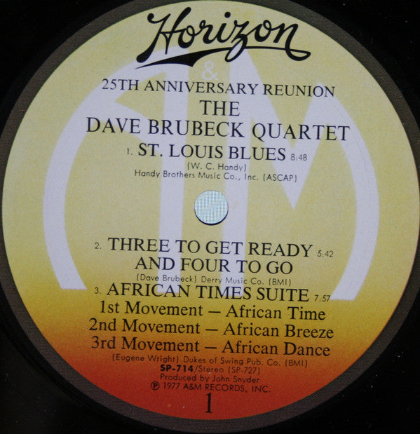 The Dave Brubeck Quartet : 25th Anniversary Reunion (LP, Album, Duo)