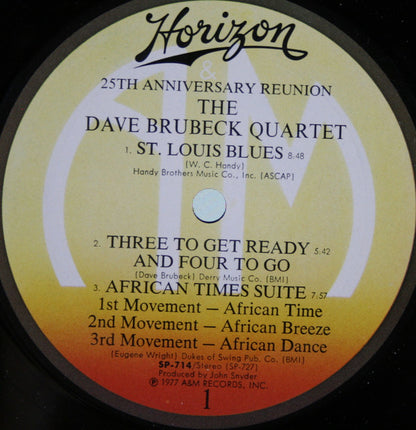 The Dave Brubeck Quartet : 25th Anniversary Reunion (LP, Album, Duo)
