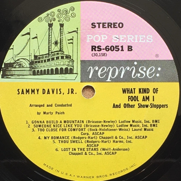 Sammy Davis Jr. : Sammy Davis Jr Sings What Kind Of Fool Am I (And Other Show-Stoppers) (LP, Album, RE, Pit)