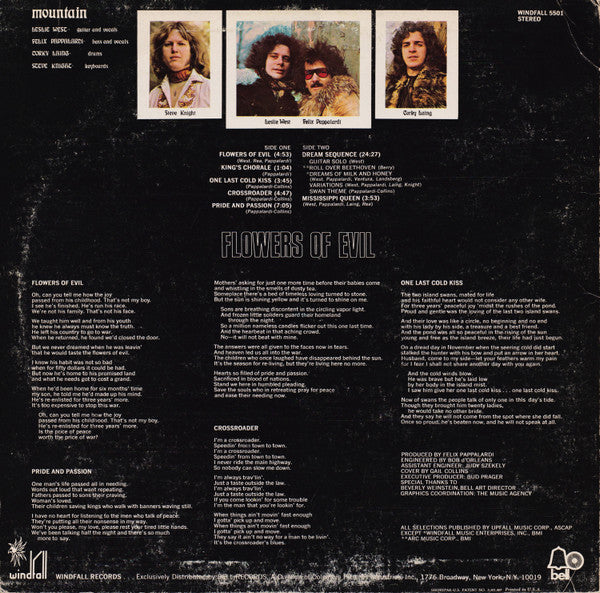 Mountain : Flowers Of Evil (LP, Album, BW )