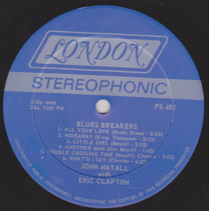 John Mayall With Eric Clapton : Blues Breakers (LP, Album, RE, PH )