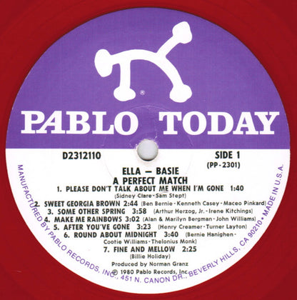 Ella* And Basie* : A Perfect Match (LP, Album, Red)