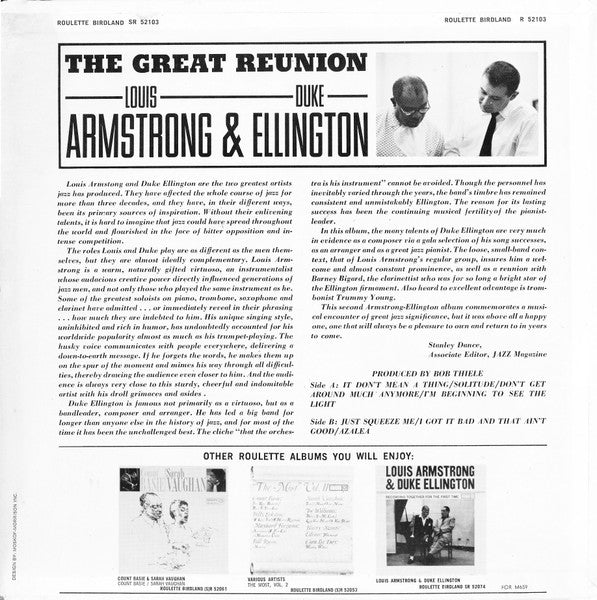 Louis Armstrong & Duke Ellington : The Great Reunion (LP, RP, Ora)