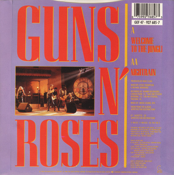 Guns N' Roses : Welcome To The Jungle / Nightrain (7", Single)