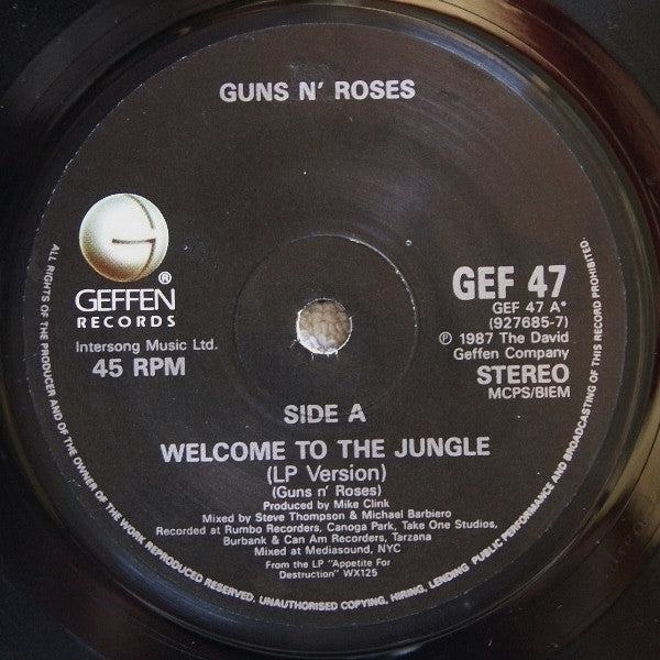 Guns N' Roses : Welcome To The Jungle / Nightrain (7", Single)