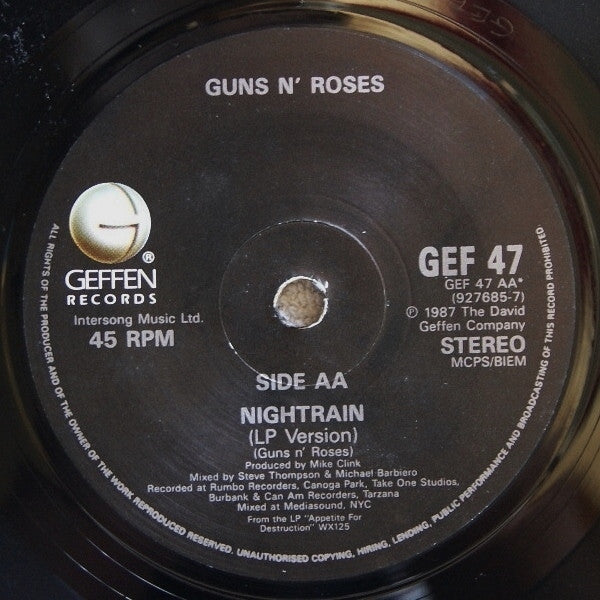 Guns N' Roses : Welcome To The Jungle / Nightrain (7", Single)