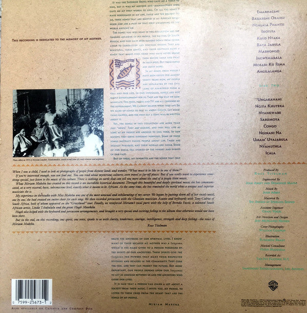 Miriam Makeba : Sangoma (LP, Album, All)