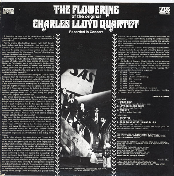 The Charles Lloyd Quartet : The Flowering (LP, Album, PR )