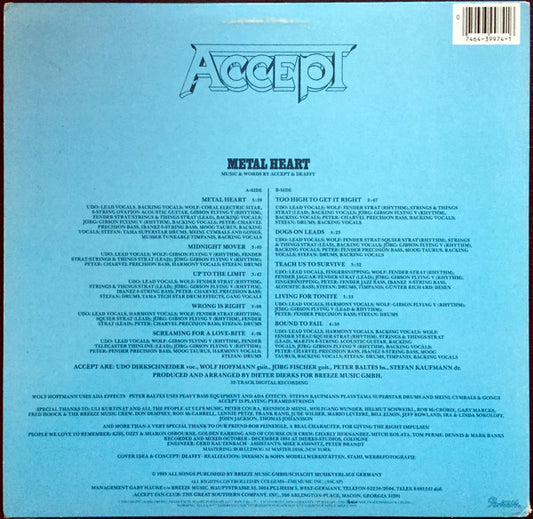 Accept : Metal Heart (LP, Album, Pit)