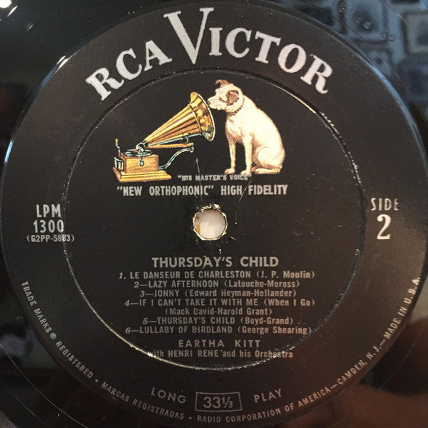 Eartha Kitt With Henri René And His Orchestra : Thursday's Child (LP, Album, Mono)