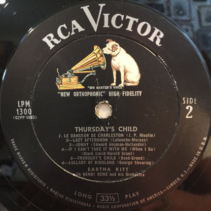 Eartha Kitt With Henri René And His Orchestra : Thursday's Child (LP, Album, Mono)