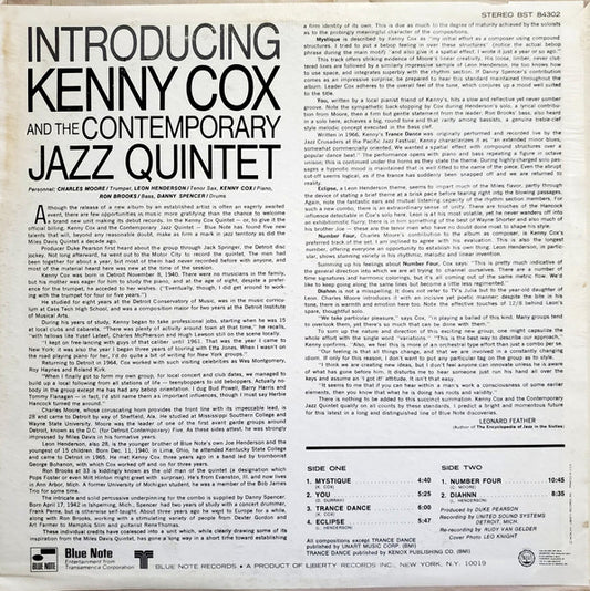 Kenny Cox And The Contemporary Jazz Quintet (2) : Introducing Kenny Cox And The Contemporary Jazz Quintet (LP, Album)